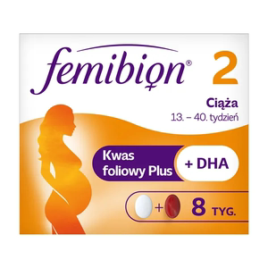 波兰版femibion伊维安2段DHA孕中期13-40周孕妇叶酸片德国8周量