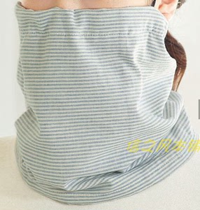 日本代购纯棉双层挂耳面罩脖套两用可调松紧遮紫外线去菌布按扣式