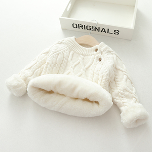 婴幼儿冬季0一1岁宝宝打底毛衣冬款加绒加厚针织内搭男女小童套头