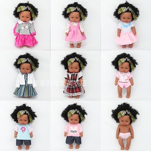 非洲黑人洋娃娃衣服鞋子款式多儿童安抚玩具换装洗澡软胶仿真婴儿