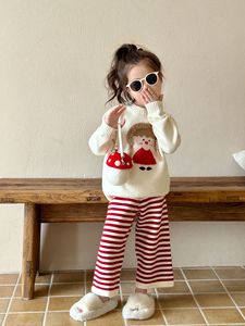 韩版童装2024春季新款女童毛衣套装洋气时髦百搭儿童毛线衣两件套