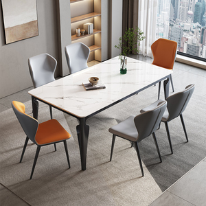 意式轻奢岩板餐桌椅组合现代简约小户型家用西餐桌极简长方型饭桌