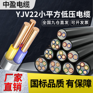 国标YJV22铠装铜芯电缆线2 3 4/5芯2.5 4 6平方地埋铜线硬电源线