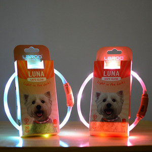 莱诺宠物USB充电发光项圈 夜光遛狗灯 夜行遛狗LED闪灯安全脖圈