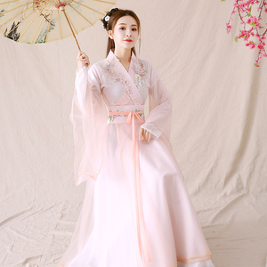 古装女改良汉服超仙气飘逸中国古风仙女舞蹈演出服装连衣长裙套装