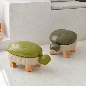 知一家居乌龟换鞋凳创意实木脚凳动物皮凳沙发凳搁脚矮凳玄关