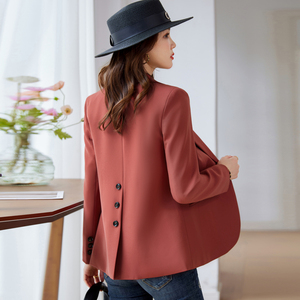 砖红色通勤西装外套女韩版气质时尚后开叉今年流行设计感小众西服