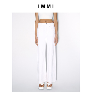 【IMMI】23夏季新品水洗白色牛仔A型阔腿裤131PT053D