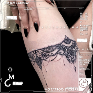 MG tattoo 性感蕾丝吊坠腿环唯美度假风夜店搭配纹身防水纹身贴潮