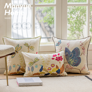 蔓越家 东方秀色 传统立体绣花工艺抱枕抱枕套客厅沙发靠垫靠枕