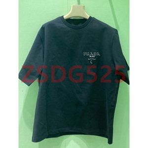 Prada/普拉达男士T恤衫 2024新款浮雕logo休闲装圆领套头短袖棉质
