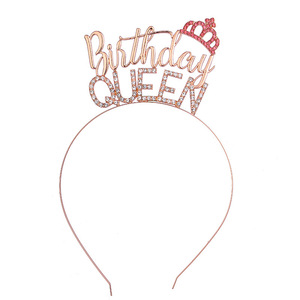 新款时尚金属皇冠Birthday Queen生日女王发箍套装窄发箍发饰