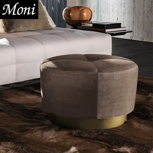 创意家用皮革现代坐墩工业风布艺圆形意式极简设计客厅沙发矮凳