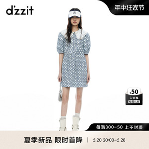 【dzzit爱心老花】地素连衣裙2024夏季新款娃娃领法式浪漫裙子女