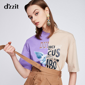 dzzit地素 19春秋迪士尼小飞象系列拼接印花短袖t恤女3