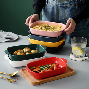 芝士焗饭盘烤盘陶瓷碗微波炉西餐盘子碟烤箱专用创意菜盘家用烤碗