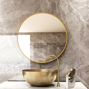 铝合金浴室镜子卫生间化妆镜壁挂镜子厕所洗手间镜子北欧风圆镜子