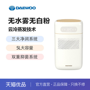 大宇（DAEWOO）无雾加湿器纯净型空气净化低噪客厅卧室加湿 PH02