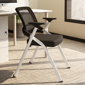 办公椅家用可折叠休闲靠背电脑椅简便透气凳子学习软垫专用椅带桌