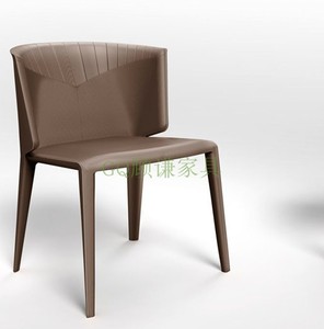 现代简约扶手马鞍皮休闲餐椅全皮硬皮书桌椅洽谈椅设计师创意家具