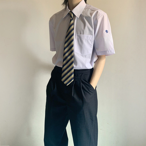 长濑高校 A03朝和原创日系短袖白衬衫DK制服男夏季学院风刺绣班服