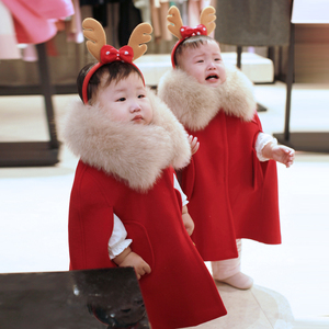 【IDOI.ac定制】圣诞新年装 正红色双面羊绒宝宝斗篷大衣女童