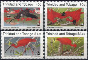 628：特力尼达和多巴哥1990年 WWF水禽鸟类 新票外国邮票DD