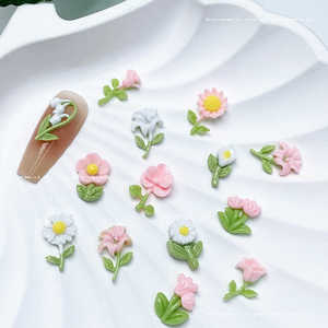 春季新款粉白花朵美甲小饰品夜光美甲饰品混装diy手工美甲素材包