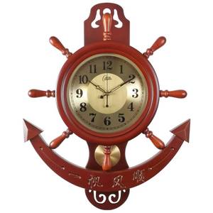 挂钟客厅家用时钟个性创意欧式装饰静音实木船舵康巴丝钟表挂件