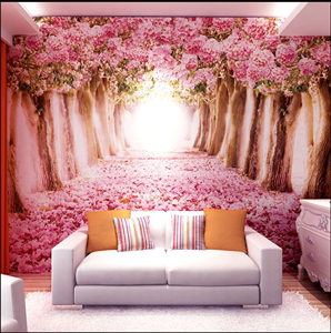 3d立体欧式墙纸壁画电视背景墙壁纸简约卧室床头背景粉色温馨墙布