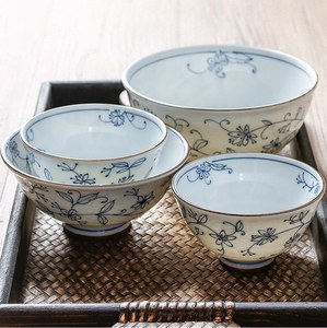 日本进口陶瓷日式釉下餐具线唐草米饭碗汤面碗菜盘碟子家用套装