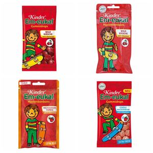 德国原装em-eukal多种维生素水果樱桃味蜂蜜味软糖硬糖儿童润喉糖