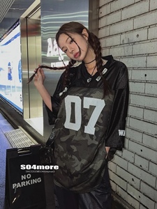 【SO4more】韩国代购 07号复古球衣 朋克嘻哈街头 宽松v领运动T恤
