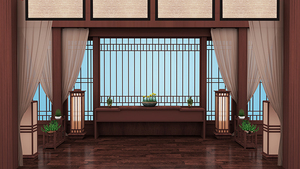 古代房间屏风灯吊帘纱幔室内中式中国风古典戏曲高清LED大屏幕图