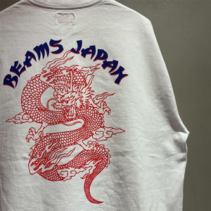 24SS日系BEAMS JAPAN龙年圆领短袖情侣印花红绳半袖T恤男City boy