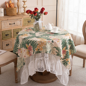 法式浪漫白色蕾丝叠搭圆桌布甜品台装饰布艺婚礼拍照茶几餐桌台布