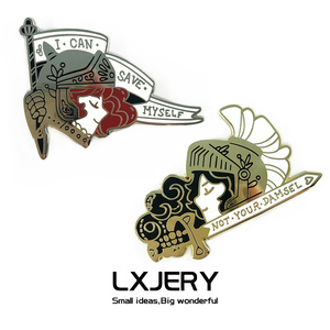 LXJERY 女骑士珐琅胸针 女权主义独立女性金属徽章 闺蜜背包装饰