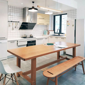北欧餐桌椅组合实木桌简约长方形复古原木餐厅家用饭桌咖啡厅长桌