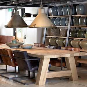美式复古实木餐桌loft现代简约办公桌仿古书画桌长方形工作台长桌