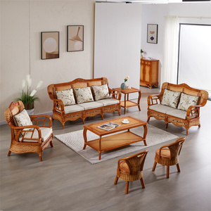 真藤沙发客厅五件套组合藤椅实木藤竹沙发三人藤艺小户型藤编沙发