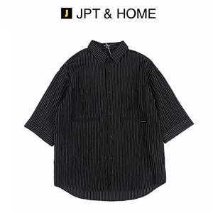 JPTHOME23夏轻潮系列男士微阔版型条纹商务休闲中袖翻领衬衫