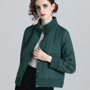 墨绿色棉服年新款女冬季保暖修身气质立领短款小个子棉袄外套