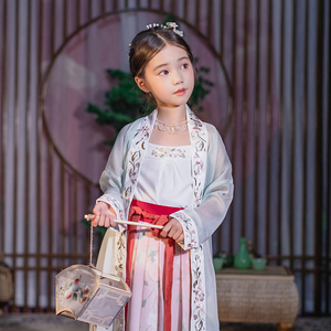 【告白价】初立原创改良汉服女童装黍璃长褙子套装中国风儿童汉服