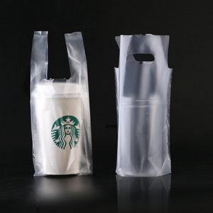奶茶袋子外卖打包袋一次性手提塑料饮料果汁袋透明加厚定制批发