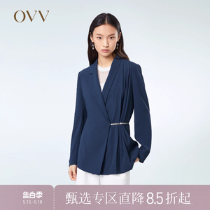 【日本进口三醋酸】OVV春夏热卖女装不对称腰带西服外套