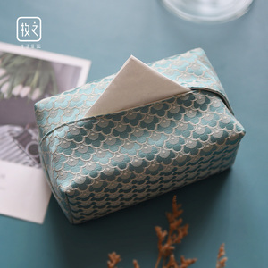 新中式布艺纸巾盒客厅创意轻奢抽纸盒家用卧室抽纸袋样板间纸巾套