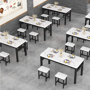 商用员工餐桌子长方形组合食堂早快餐厅餐馆餐饮小吃饭店专用桌椅