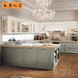 成都法式厨房橱柜整体定做轻奢灰色厨柜门板定制复古欧式实木橱柜