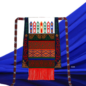 西藏阿里普兰藏族特色手工服饰斜玛百搭七彩立体刺绣美女围裙邦典