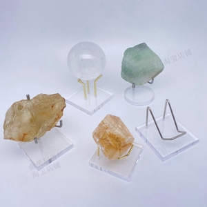 水晶原石矿标产品标本玉石晶簇矿石透明展示收纳亚克力底座支架